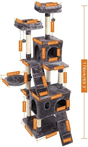 DNATS Multi-Level Cat Tree Play House Climber Activity Center Tower Hammock Condo Furniture Scratch Post za