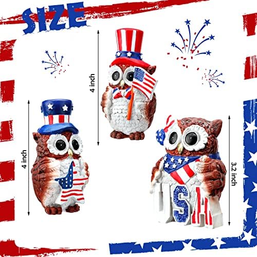 3 kom su figurice patriotske ove za kućni dekor četvrti srpnja ukrasi sova sjećanja Nezavisnost Owl Stol ukrasi za dnevni boravak uredske kuhinje Owl pokloni