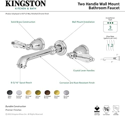 Kingston Brass KS7128WLL Wilshire slavina za sudoper za zidnu montažu, 10-7 / 16 u dosegu izljeva,