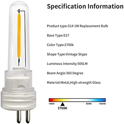 VETRIL žičana svjetla dodatna oprema 1,5 W LED S14 zamjenska sijalica, S14 sijalica, meka Bijela, 2 pakovanja