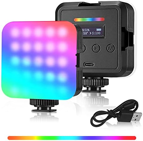GreatLPT RGB Video svjetlo, RGB svjetlo kamere sa 360° u punoj boji, CRI 95+ 2500-8500K zatamnjeno, 2000mah