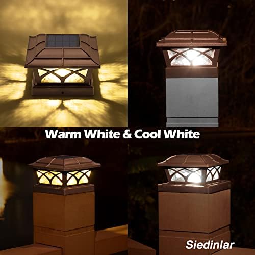 Siedinlar solarni Post kapa svjetla Vanjska stakla 2 načina boja 8 LED za 4x4 5x5 6x6 poruke Deck ograda Patio dekoracija topla bijela & amp; Cool Bijela rasvjeta braon