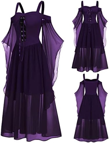 lcziwo gotičke haljine za žene posebna prilika špageti kaiš Pertlanje hladno rame leptir rukav plus veličina