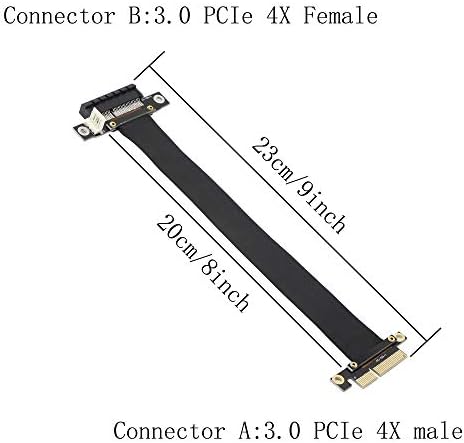 Gintooyun PCIe 4x produžni kabel, PCI-Express 3.0 4x muški za ženski riser kabel PCI-E 4x Extender