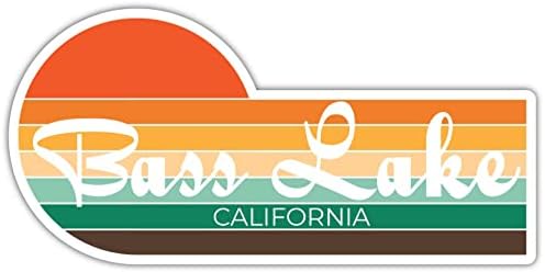 Bass Lake California 2 x 1,25 inča Naljepnica Retro Vintage Sunset City 70s Estetski dizajn