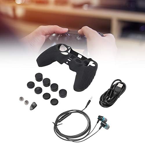 Kontroler za igru ​​Komplet, izdržljiva silikonska poklopac koža 420,0g / 14.8oz Eva i silikonska crna za PS5