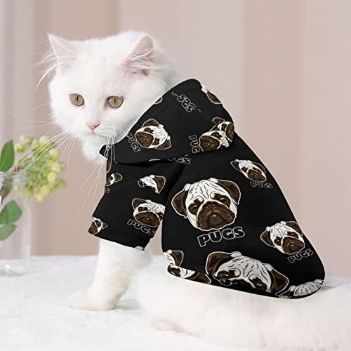 FunnyStar slatki pugs kapuljač kapuljača Tkanina s mačom dukseirsirt sa šeširom mekim pulover za kućne ljubimce
