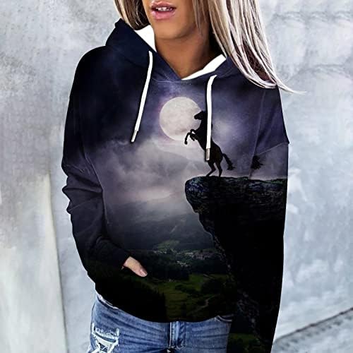 Konjski tiskani vrhovi za žene Trendi pulover sa kapuljačom kapuljača sa kapuljačom sa kapuljačom 3D