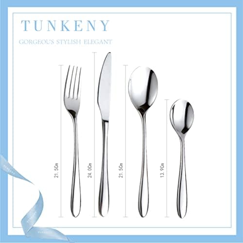 Tunkeny Set ravnog posuđa od 48 komada za 12, izvrstan set srebrnog posuđa, Set pribora za jelo od nerđajućeg