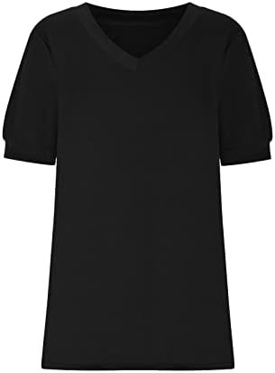 Najveća košulja za žene Jesen Ljeto Kratki puff rukav 2023 Duboko V izrez Pamuk Basic Casual Labavi