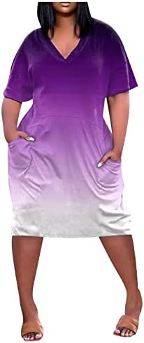FFZWONG WOMENS Maxi haljina sa džepovima Ljetna casual prevelika majica Plus Veličina Haljina