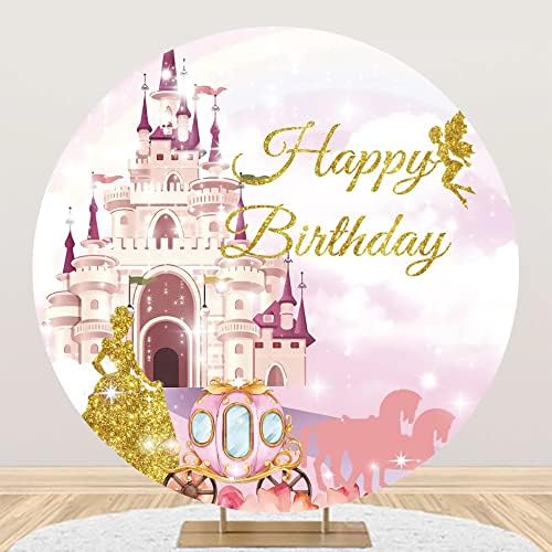 Princeza Castle okrugli pozadina Cover Fairy sa cvijećem 6. 5x6. 5ft Happy Birthday Party Photo