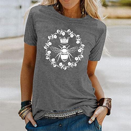 Ženske slatke pčele majice - labavi montirani vrhovi okrugli vrat Osnovni tunički vrhovi ljetni trening atletski