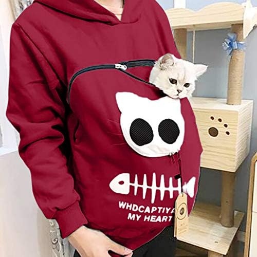 Mackneog Pass Touch Hoodie Kitten Print Cat Kengaroo torbica kućne ljubimce za kućne ljubimce Kućice