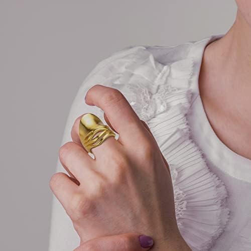 Aprilery zlatni prstenovi za žene, Moda 18K pozlaćeni prsten Izjava Chunky prsten Band Flower Mask dizajn