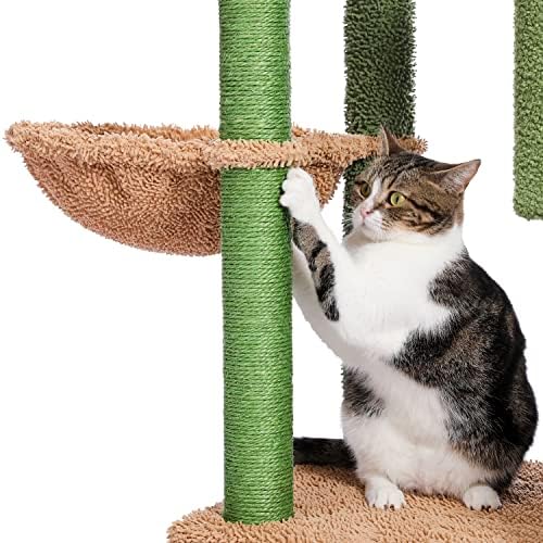 Homtoozhii Sisal konopac Cactus Cat Climb Tree Cat Tower Multi-Level veliki mačji toranj mačka grebanje sa pliš smuđ & amp;meka viseća mreža & amp;viseća Lopta