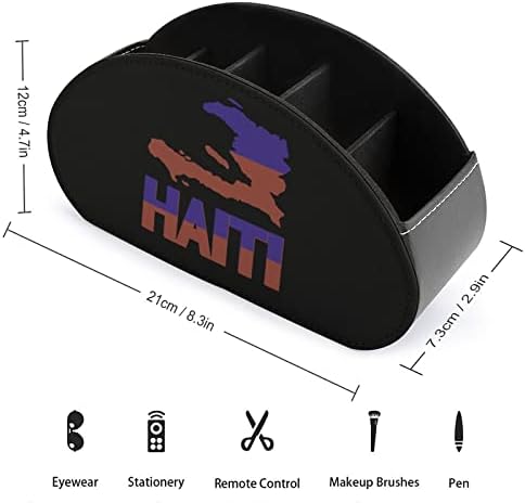 Haiti map Flag TV držač za daljinsko upravljanje sa 5 pretinaca PU kožna kutija za organizatore