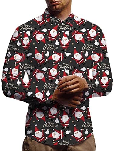 ZDDO 2022 Novi božićni mens majica dolje dizajnerskih majica, 3D smiješni Xmas Santa Claus Snowflake Print Havajska košulja