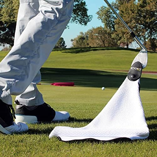 STICKIT magnetni ručnik, bijeli / vrhunski ručnik za Golf od mikrovlakana s dubokim džepovima za vafle