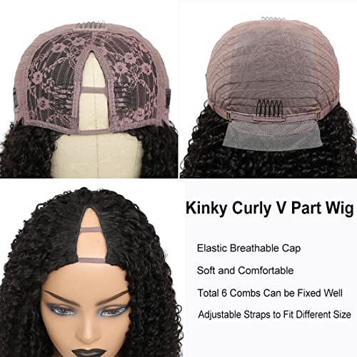 Kinky Curly V dio perika ljudska kosa 1x4 manje izostavite nadogradnju u dijelu ljudske kose kovrčave