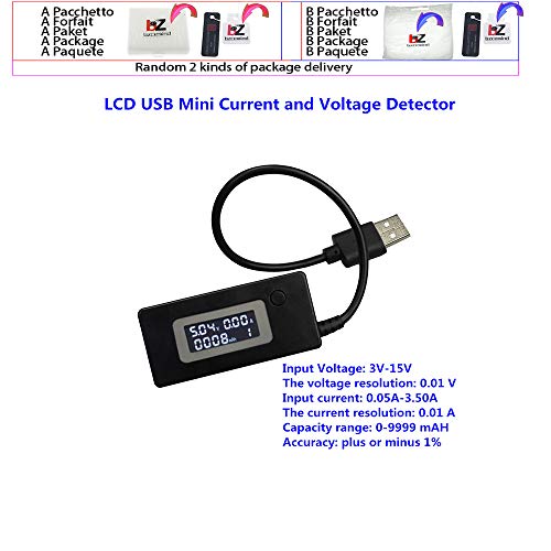 LCD Micro USB punjač Napon struja testernog metarskog detekatora Bijela / crna boja + otpornik