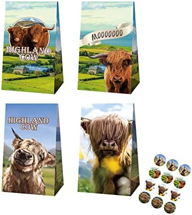 Lfcfdx 12 kom. Highland Cow Party Bangs Favorts Cottle Party Favors Highland Cow poklon Candy Goodie Tretman
