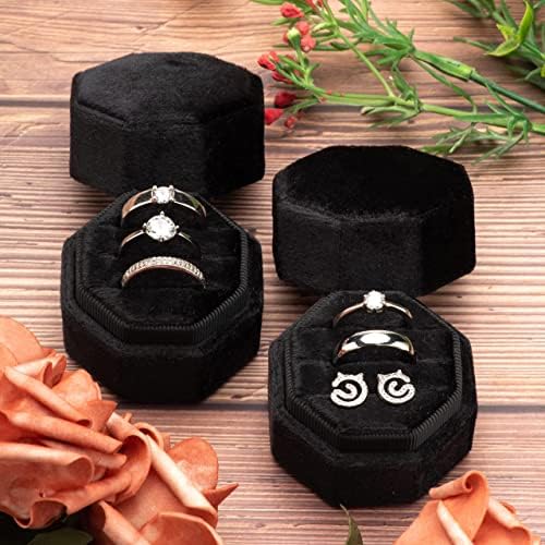 Velvet prstenasti kutija za pohranu 3 utora za svadbenu ceremoniju prijedloga angažman rođendanski poklon