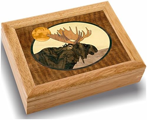 Marqart Moose Head Wood Art Trinket nakit kutija i poklon - Ručno rađena SAD - neuključena kvaliteta - jedinstvena,