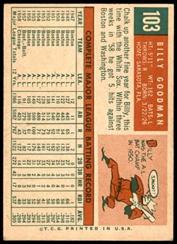1959 TOPPS 103 Billy Goodman Chicago White Sox Ex White Sox
