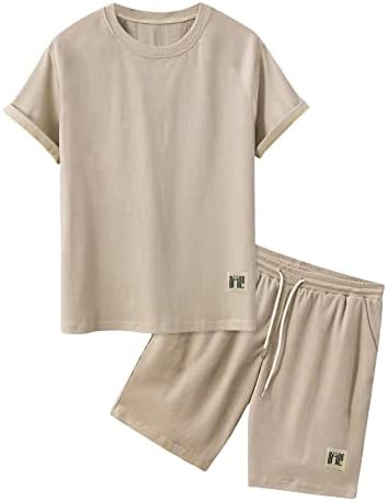 Oyoungle muške odijelo Ležerne prilike ljeto kratkih rukava za bluzu kratkih rukava vrh i kratke hlače Postavite