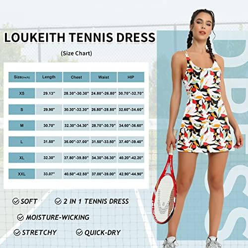 Loukeith ženska teniska haljina s ugrađenim kratkim hlačama i grudnjakom vježbanje vježbanja bez rukava atletičke