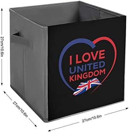 Volim ujedinjeno Kraljevstvo skladišta sa ručicama sklopivi kanti za tkanine organiziranje košara za ormar