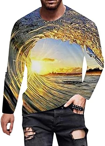 2023 NOVO MENS Ljetni modni casual pričvrstite 3D digitalni ispis majica dugih rukava Top Muške ljetne