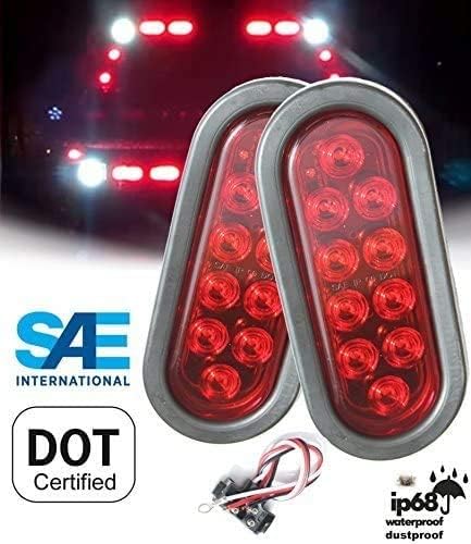 AUTOSMART 2kom crveni Ovalni zapečaćeni LED žmigavac i komplet parking svjetla sa svjetlom, Uvodnikom i utikačem