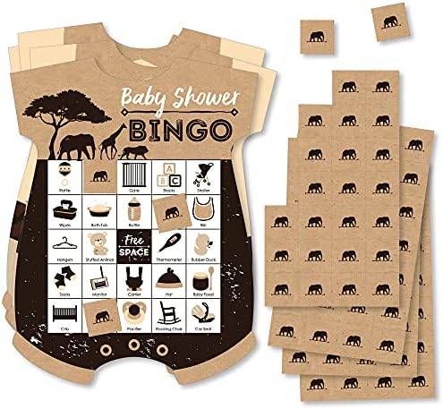 Velika tačka sreće Wild Safari - Picture Bingo kartice i markeri - African Jungle Adventure Baby tuš u obliku