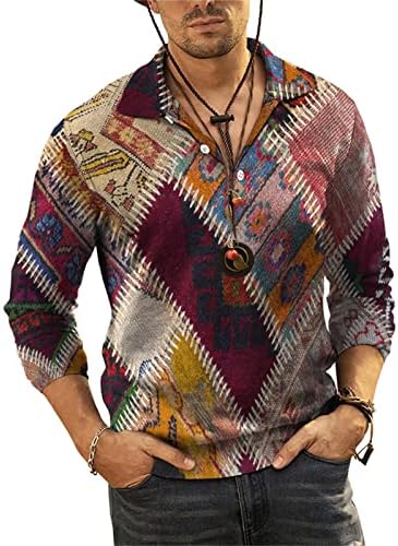 Dugme za muškarce Duge dugih rukava s dugim rukavima 3D štampana udobna bluza vrhova labava modna casual majica