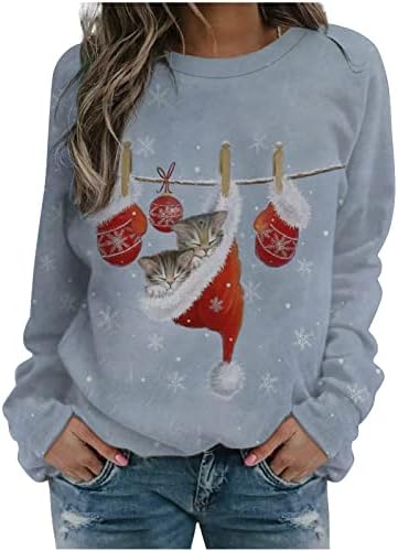 Žene vesele božićne dukseve smiješni božićni gnome grafički pulover božićne slatke crtane vrhove