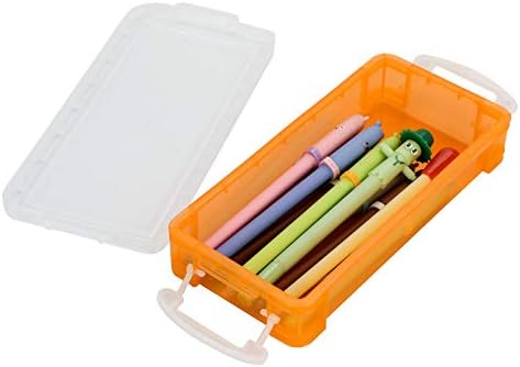 BTSKY 6 Pakovanje kutija za olovke velikog kapaciteta sa bijelim kopčama, kutija za organizatore kancelarijskog materijala, kutija za farbanje olovaka kutija za odlaganje akvarelnih posuda za olovku alati za crtanje narandžasta