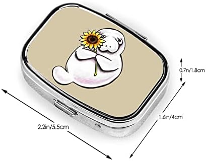 Sunny Manatee Square Mini pilula slučaj sa ogledalom Travel friendly prijenosni kompaktni pretinci kutija