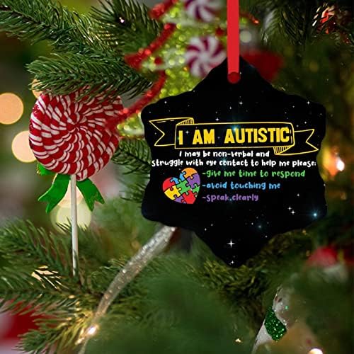 Autizam svijest Božić drvo Ornament Ja sam autističan govore jasno Božić ukrasi poklon poklon