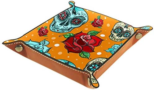Lyetny Skull Roull Rose Cvijeće za skladištenje ladice Bedde Caddy Desktop ladica Promjena kvenske