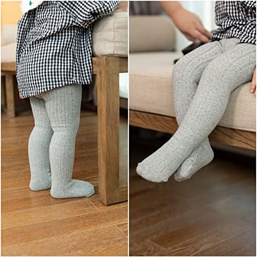 Juebm 3 / 5packs Baby Girl Hlačići kabeli pletene nogavice, čarape, čvrste pamučne pantyhose za dijete za