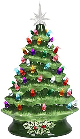 Božićska keramička stabla plahoop sa svjetlima sa svjetlima-vintage keramičkom stablom-oslikanom
