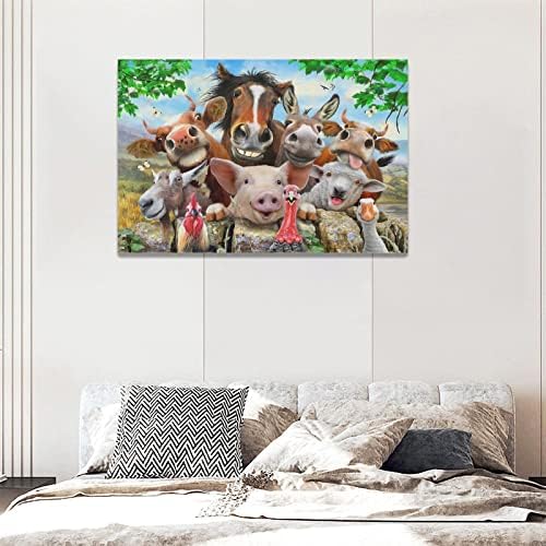 exroozy Funny seoske kuće životinje zid Art krava svinja magarac prijatelji platneni zidni dekor