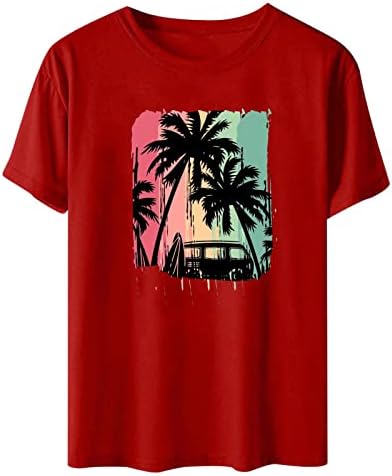 Djevojke Grafički bluze Crew Crt Top Thirts Kratki rukav Beach Hawaiian Tropical Ljeto Jesen Bluze Odjeća