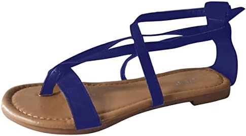 Ženske flip flops ravne sandale plus veličina križnog remena plaže casual cipele udobne cipele s ne kliznim rimskom sandalom obuće
