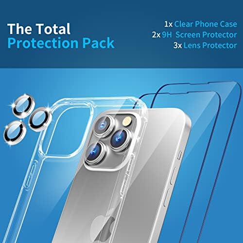 ULuck [4 u 1 iPhone 14 Pro Max Case Clear, [tehnologija protiv žutila] sa 2x štitnicima za ekran
