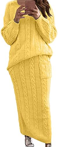 Termalna dva komada pletenica Basic ručke setovi suknja za dame zimski pad džemper midi suknje tinejdžerke