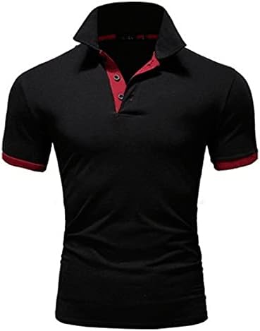 WENKOMG1 muške pamučne majice sa kratkim rukavima kompresijske vanjske Polo majice pune boje 1/4 dugmad