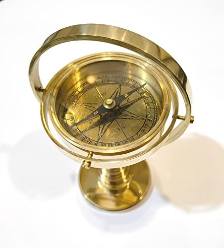 Vintage mesingani ručno rađeni plivajući gimbal kompas sa dizajnerskim osnovnom navigacijom